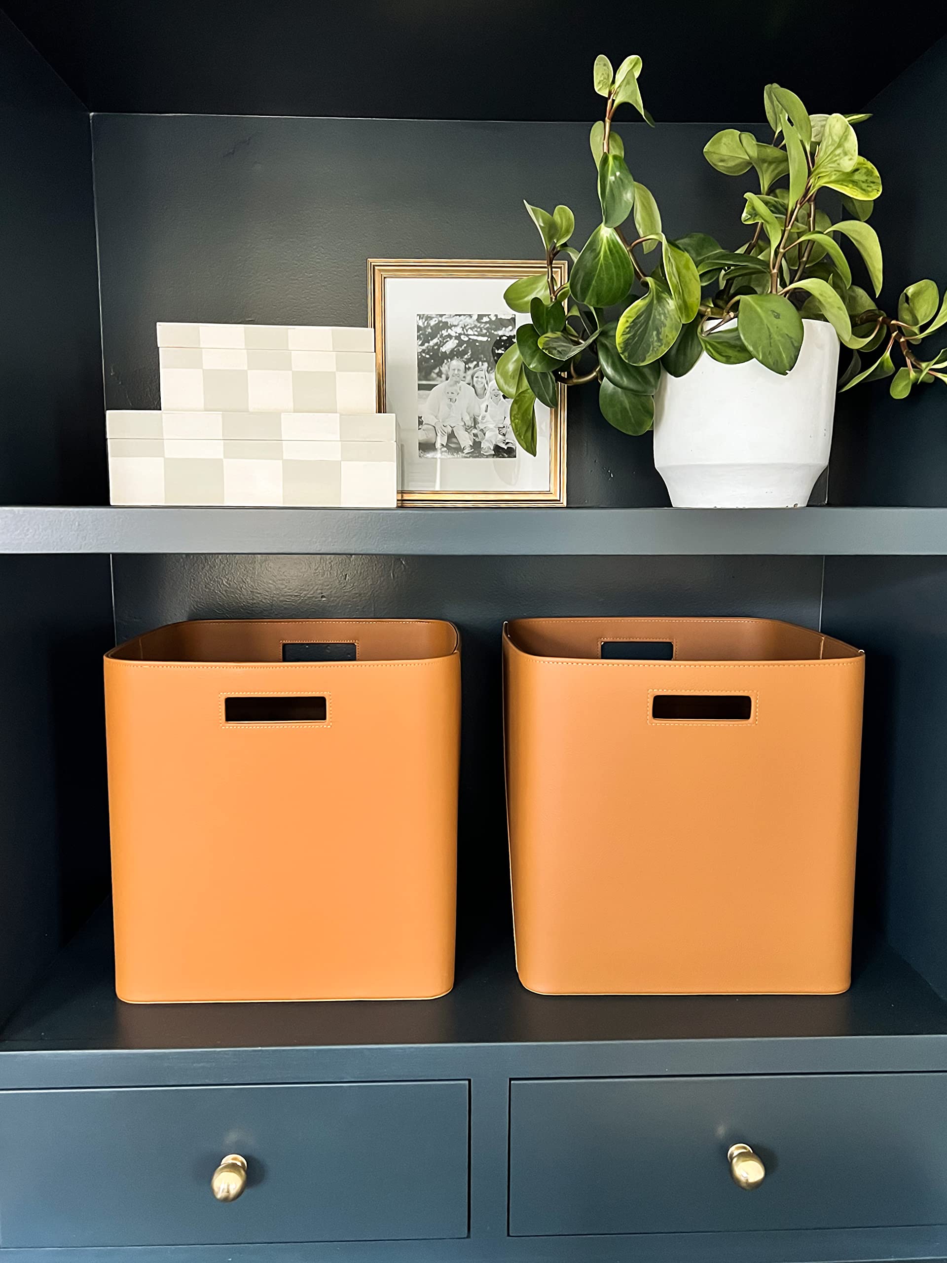 Get Neat Large Bins with Leather Handles 2-pack